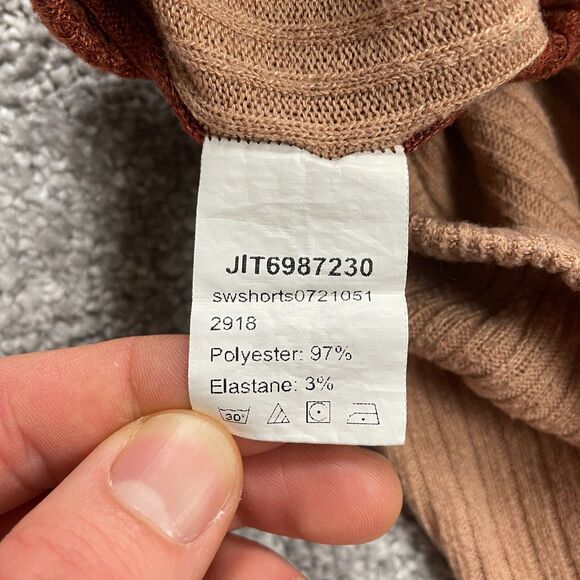 Shein Knit Shorts Womens Medium W26 Brown Elastic Waist High Rise Stretch Casual - Picture 5 of 11